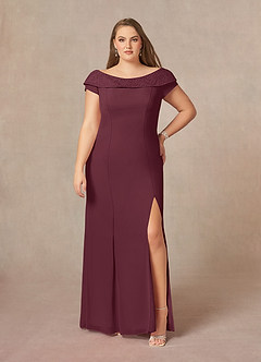 Azazie Cupid Mother of the Bride Dresses Cabernet A-Line Boatneck Lace Chiffon Dress image6