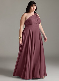 Azazie Charlize Bridesmaid Dresses Sangria A-Line One Shoulder Chiffon Dress image10
