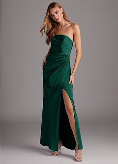 Azazie Lexie Final Sale Emerald Sheath Strapless Stretch Satin Convertible Dress image4