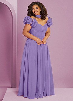 Barbie ♥ Azazie 신부 들러리 드레스 오프숄더 러플 로제트 A라인 드레스 image12
