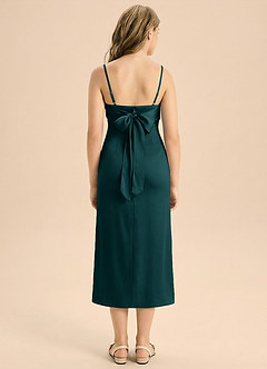 Azazie Mai Junior Abito Tubino in Raso Elasticizzato Plissettato Pino image2