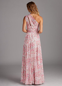 Azazie Charlize Brautjungfernkleider A-Linie One-Shoulder Chiffon Kleid Abstraktes Aquarell Mit Blumen image3