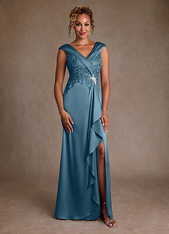 Azazie Santa Monica Mother of the Bride Dresses Bermuda A-Line Lace Dress image3