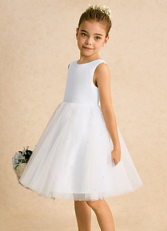 Azazie Esme Robe Demoiselle D'honneur Fillette Robe Princesse en Tulle Arc Blanc image4