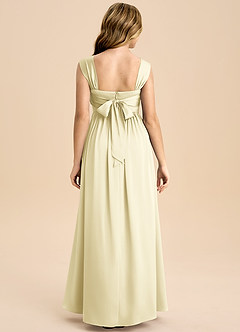 Azazie Hattie Junior Lemon Sorbet A-Line Pleated Stretch Satin Dress image2