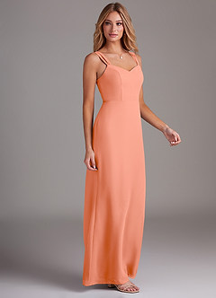 Azazie Denice Bridesmaid Dresses Sunset Sheath Pleated Chiffon Dress image5