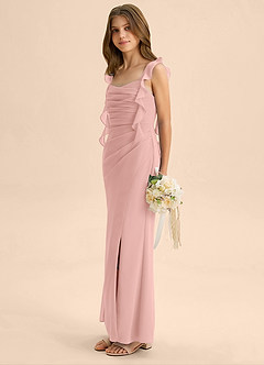 Azazie Jessamine Junior Rosette Mermaid Sweetheart Neckline Chiffon Dress image5