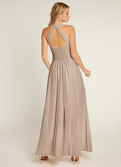 Azazie Claudia Final Sale Taupe A-Line Sweetheart Neckline Chiffon Dress image3