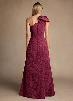 Azazie Easton Kleider für die Brautmutter Ballkleid One-Shoulder Blumen-Burnout Kleid Burgunderrot image2