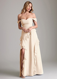 Azazie Sloane Bridesmaid Dresses White Alabaster A-Line Sweetheart Neckline Chiffon Dress image4