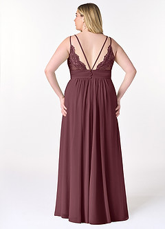 Azazie Maren Allure Bridesmaid Dresses Sangria A-Line V-Neck Lace Chiffon Dress image13
