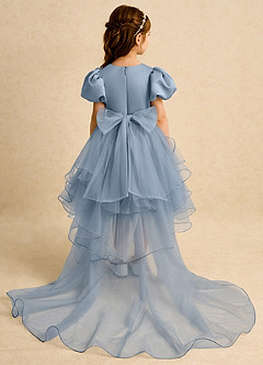 Azazie Cocoa Abiti da Ragazza di Fiori Abito Principessa in Tulle Plissettato Blu Polveroso image7