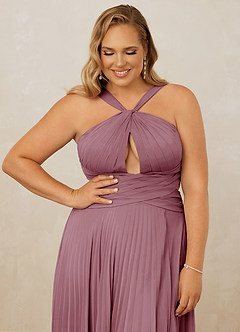 Christian Siriano Bridal for Azazie 1009 Bridesmaid Dresses Vintage Mauve A-Line Pleated Chiffon Dress image13