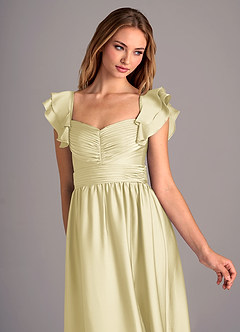 Azazie Anaya Bridesmaid Dresses Lemon Sorbet A-Line Sweetheart Neckline Stretch Satin Convertible Dress image6