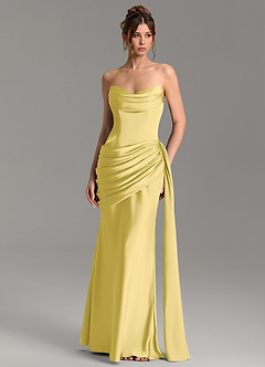 Azazie Zorah Vestidos de damas de honor Vestido Canario de Satén Elástico de Corte Sirena Convertible con Corsé image4