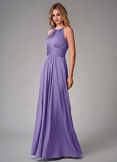 Azazie Bonnie Bridesmaid Dresses Tahiti A-Line Pleated Stretch Satin Dress image3
