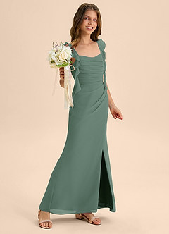 Azazie Jessamine Junior Eucalyptus Mermaid Sweetheart Neckline Chiffon Dress image4