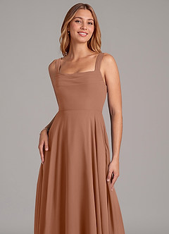Azazie Shaude Brautjungfernkleider A-Linie Plissee Chiffon Kleid Bronzer image5