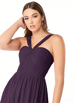 Azazie Dionne Bridesmaid Dresses Plum A-Line Corset Chiffon Dress image6