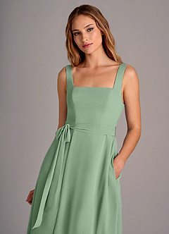Azazie Deb Bridesmaid Dresses Matcha A-Line with Pockets Chiffon Convertible Dress image2