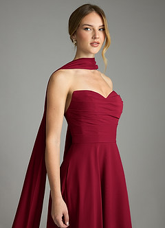 Azazie Ayla Abiti da Damigella Abito A-Line in Chiffon Scollo a Cuore Borgogna image6
