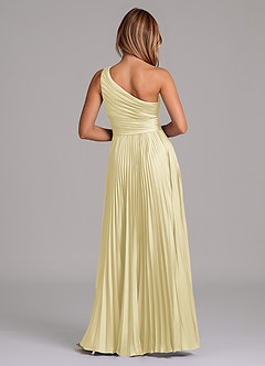 Azazie Lyrica Bridesmaid Dresses Lemon Sorbet A-Line One Shoulder Stretch Satin Dress image8