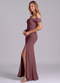 Azazie Luciana Bridesmaid Dresses Sangria Sheath Off the Shoulder Chiffon Convertible Dress image4