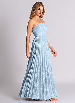 Azazie Mariana Bridesmaid Dresses Sky Blue A-Line Strapless Floral Burnout Convertible Dress image6