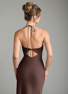 Azazie Mae Robes de demoiselle d'honneur Robe Sirène en Satin extensible Plissée Ganache image2