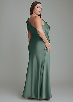 Azazie Yuanna Robes de demoiselle d'honneur Robe Sirène en Satin extensible Asymétrique Mousse De Mer image9
