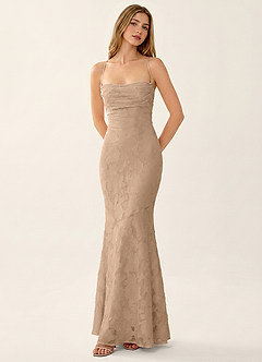 Natasha Champagne Jacquard Corset Mermaid Prom Dress image6