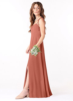 Azazie Rosey Junior Clay A-Line Sweetheart Neckline Chiffon Dress image3