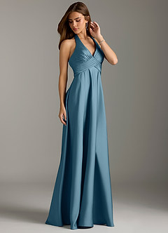 Azazie Tessie Bridesmaid Dresses Bermuda A-Line Pleated Stretch Satin Dress image4