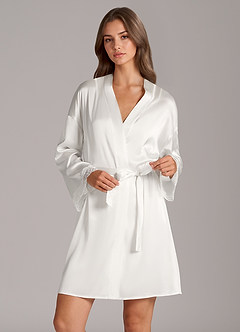 front Ensemble robe et nuisette en satin et dentelle