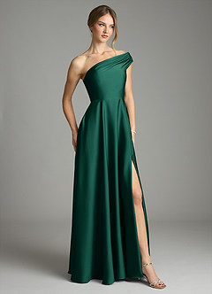 Azazie Melanie Suknie dla druhen Linia A Zza ramienia Satyna elastyczna Do ziemi Sukienka image5