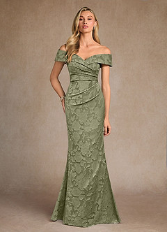 Azazie Canton Klänningar till brudens mor Klä Sjöjungfru i Blommig Utbrändhet Av axeln Pistasch image1