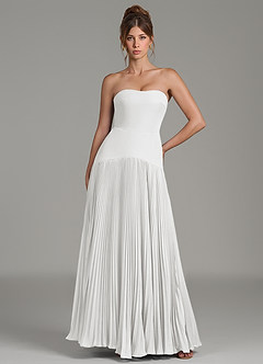 Azazie Yuliana Abiti da Damigella Abito A-Line in Chiffon Senza Spalline Bianco image1
