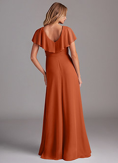 Azazie Lainey Bridesmaid Dresses Burnt Orange A-Line with Pockets Chiffon Dress image7