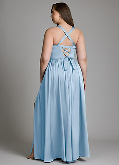 Azazie Francis At-home Try On Dresses Agave A-Line Corset Stretch Satin Dress image10