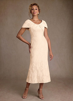 Azazie Aguilas Mère de la mariée Robes Robe Sirène en Jacquard Floral Épaule décolletée Jacquard Crème image1