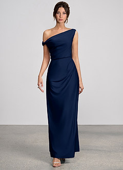 Elowen Navy Stretch Knit Maxi Dress