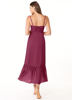 Azazie Justina Brautjungfernkleider A-Linie Herzausschnitt Chiffon Kleid Maulbeerrot image2