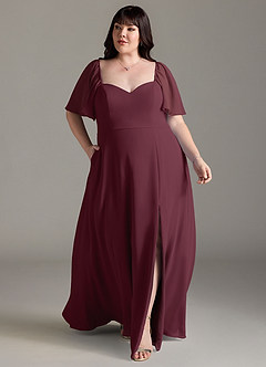 Azazie Chloe Bridesmaid Dresses Cabernet A-Line Sweetheart Neckline Chiffon Dress image7