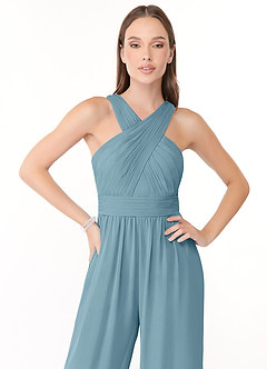 Azazie Berdie Jurken voor bruidsmeisjes Jumpsuit van Chiffon Houder Mystiek Blauw image5