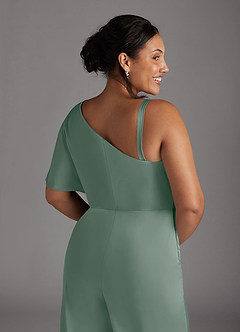 Azazie Hagretta Moeder van de bruid jurken Broekpak Jurk van Stretch Satijn Zilveren Salie image11