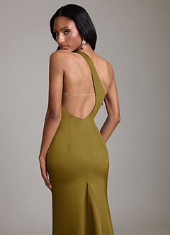 Azazie Voni Robes de demoiselle d'honneur Robe Sirène en Satin extensible Asymétrique Martini image1