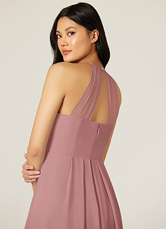 Azazie Sarah Abiti da Damigella Abito Impero in Chiffon Plissettato Rosa Polverosa image7