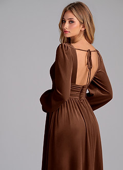 Azazie Norah Robes de demoiselle d'honneur Robe Trapèze en velours Manche longue Ombre image7