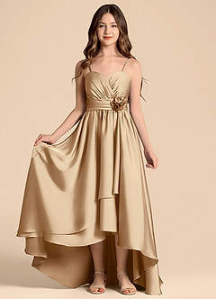 Azazie Catalina Junior Jurk van Stretch Satijn met A-Lijn Sweetheart Halslijn Champagne image5