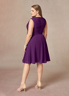Azazie Theron Mother of the Bride Dresses Grape A-Line V-Neck Pleated Chiffon Dress image9